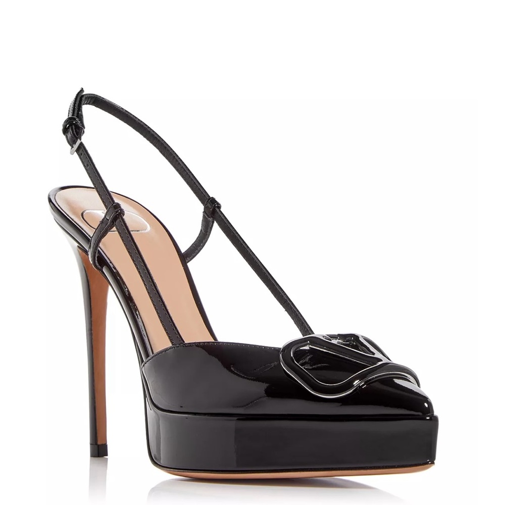Valentino Garavani VLOGO SIGNATURE BLACK SLINGBACK PLATFORM PUMP 120MM NEW sz 41